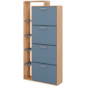 Vicco Orlando Schoenenkantelaar – 80 x 166.1 cm met 4 compartimenten Goldkraft eik/blauw