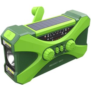 Noodradio voor bij Rampen - Solar - Handmatig op te winden - Batterij - USB - Zaklamp - 10000mAh - LED - Solar - Draagbare radio - Noodpakket - Groen
