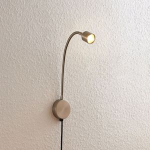 Lindby - LED wandlamp - 1licht - metaal, acryl - H: 48 cm - gesatineerd nikkel - Inclusief lichtbron