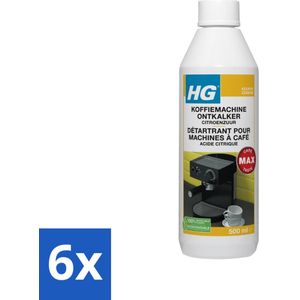 HG - Koffiemachine Ontkalker - Op Basis Van Citroenzuur - Ideaal voor Senseo- & espressomachine - 500 ml - Voordeelverpakking - 6 stuks