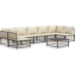 vidaXL Loungeset 8-delig - Poly Rattan - Antraciet Loungeset - Lounge Set - Tuinset - Buisensets - Polyrattan - Hoeksofa - Balkonmeubilaar - Tuinmeubels