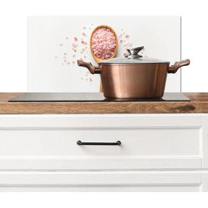 Spatscherm keuken 60x30 cm - Kookplaat achterwand Lepel - Zout - Roze - Muurbeschermer - Spatwand fornuis - Hoogwaardig aluminium