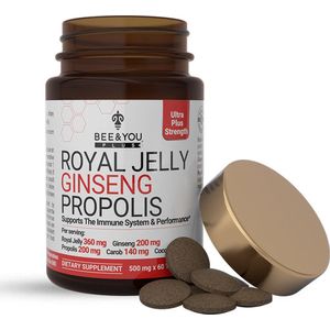 BEE&YOU Plus Immune Booster Supplement - met Propolis + Royal Jelly + Ginseng - Natuurlijke boost voor je Immuunsysteem - Ultra Potency - 60 tabletten