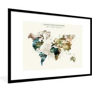 Fotolijst incl. Poster - Wereldkaart - Verf - Vintage - 120x80 cm - Posterlijst