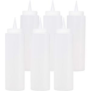 10x Set van 2x transparante doseerfles/sausfles 400 ml/40 cl/0,4 liter - Knijpfles/spuitfles - Doseerflacon/sausflacon