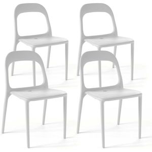 Oviala - Set van 4 witte plastic stoelen