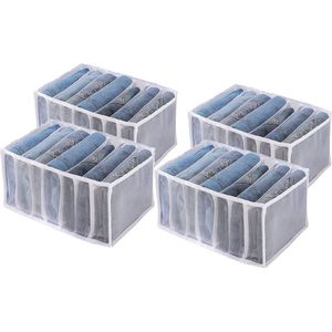 Kleding Organizer Opbergsysteem - 4 stuks - Opbergmanden Broeken - 7 Vakken - Stevige - Organiseer en Sorteer - Broekhanger ruimtebesparende kledinghangers - Kast organizer - lade verdeler - opbergbox - opbergmand - organizer kleding