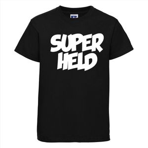 Superheld T-shirt | Grappige tekst | T-shirt tekst | Kids | Kinder | Kinderen | Stoer shirt | Tshirt | Zwart Shirt | Kindershirt | Maat 9-10 jaar