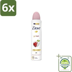 Dove - Deodorant - Spray Go Fresh - Granaatappel - Fruitige geur - 250 ml - Voordeelverpakking - 6 stuks - Deodorant spray - Anti-transpirant