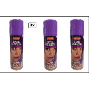 3x Haarspray paars 125 ml-Merk Goodmark -Festival thema feest carnaval