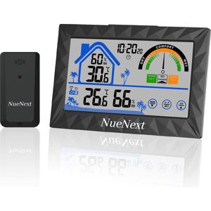 Weerstation Binnen en Buiten Draadloos - Digitale Thermometer & Hygrometer in 1 - luchtvochtigheidsmeter - Touchscreen - 30m Bereik Sensor