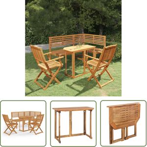 The Living Store Bistroset Acaciahout Bruin - 90x50x75 cm - Inklapbaar Bistroset - Tuinset - Acacia Hout - Buitenseizoen - Tuin Meubels - Eetkamerset - Outdoor Dining