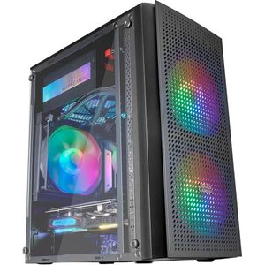Micro ATX PC Case met Gehard Glas en RGB Verlichting - Optimale Koeling en Ruimte voor Opslag