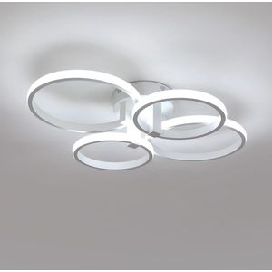 Goeco plafondlamp - 58cm - Groot - LED - 48W - 5400LM - 4 ronde ringen - aluminium - 6500K - koel wit licht - voor woonkamer, slaapkamer, keuken