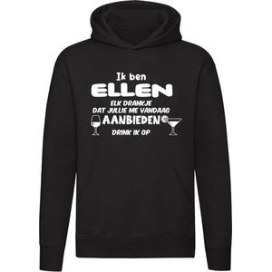 Ik ben Ellen, elk drankje dat jullie me vandaag aanbieden drink ik op Hoodie | jarig | verjaardag | vrijgezellenfeest | kado | naam | Trui | Sweater | Capuchon