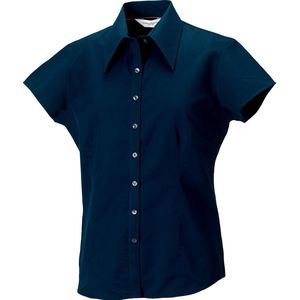 Russell Collectie Dames/dames korte kapmouwtje Tencel® Gevoerd overhemd (Marine)