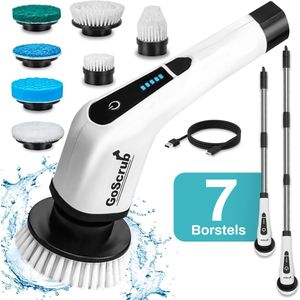 GoScrub® Cleaning King V1 - Elektrische Schoonmaakborstel – Elektrische Schrobber - Schrobborstel – voor badkamer of keuken – Schrobber Met Steel - 9 opzetstukken