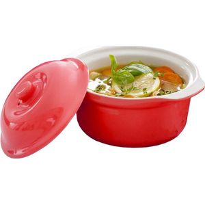 Mama Cucina Round Bowl - incl. Deksel - Dekschaal - 1,5 Liter - Rood