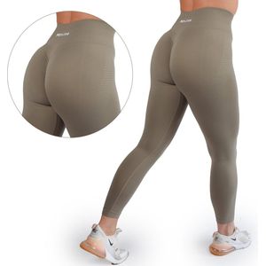 Impulse Fitwear - Performance Legging Taupe M - Sportlegging - High Waist - Scrunch - Sport Legging Dames - Squat Proof - Sportkleding dames - Yoga legging - Push up - Sportlegging Beige