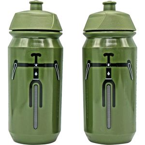 Set van 2 Bikepacking-fietsflessen, I100% biologisch afbreekbaar, BPA-vrij, 500 ml, olijfzwart, set van 2