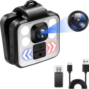 Spy Camera - Bewakingscamera Full HD 1080p kleine bewakingscamera met 4 instelbare leds - Pocket mini-videocamera voor fietsen bewakers ontvangst-sportopnamevideo.