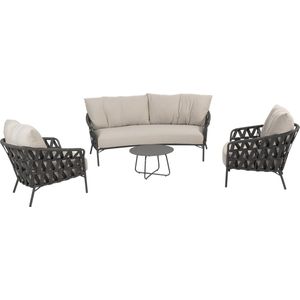 Albareto stoel bank organische loungeset 4 delig antraciet rope Taste 4SO