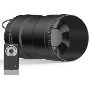 100 mm inline buisventilator 221 m³/u instelbaar met EU-stekker voor serre kas tent garage keuken zwart