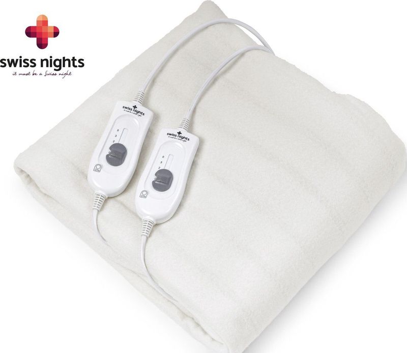 Swiss Nights Elektrische Onderdeken - 140x160 - 2 Temperatuurregelaars - Tweepersoons - Wit