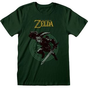 T-Shirt met Korte Mouwen The Legend of Zelda Link Pose Groen Uniseks - L