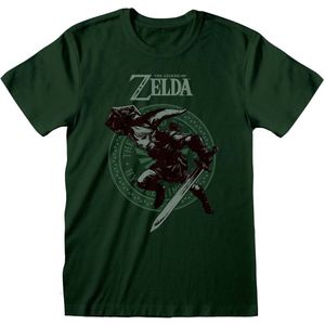 T-Shirt met Korte Mouwen The Legend of Zelda Link Pose Groen Uniseks - L