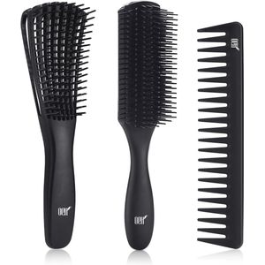 Ontwarrende borstel voor dik en lang haar - zwart
