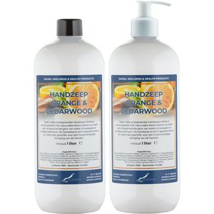 Handzeep Sweet Orange & Cedarwood 1 liter - set van 2 stuks - met gratis pomp - Voordeelverpakking