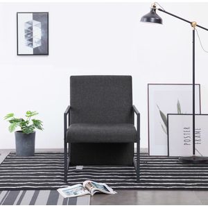 The Living Store Fauteuil - moderne vormgeving - Armstoel - 53x69x73cm - donkergrijs massief hout