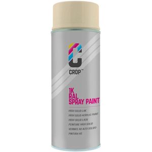 CROP Spuitbus RAL 1015 Licht Ivoorkleurig - Zijdeglans - 400ml - Spuitbus verf ivoorkleurig - 100% kleurecht - Sneldrogend - Binnen & Buiten - RAL1015