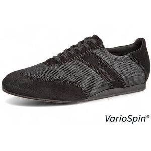 Sportieve heren danssneaker - Diamant 192 - 425 - 577 - V - VarioSpin buiten zool - Brede pasvorm - Suede - Ademend mesh - Doorlopende zool - Dansen binnen en buiten - Vetersluiting - Latin, Ballroom, Tango, Salsa, Bachata - Diamant - Zwart - 45.5