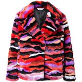 Angel of Style Angel of Style - Dames - Jas van pluche straight fit open pasvorm kleurig motief - Neonrood - Maat 42