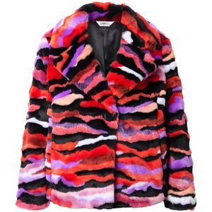 Angel of Style Angel of Style - Dames - Jas van pluche straight fit open pasvorm kleurig motief - Neonrood - Maat 42