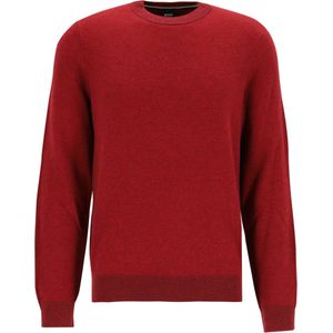 BOSS Hestro regular fit trui wolmengsel - heren trui middeldik O-hals - rood