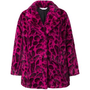 Angel of Style Angel of Style - Dames - Pluche jas straight fit leomotief knoopsluiting - Hibiscusrood - Maat 44