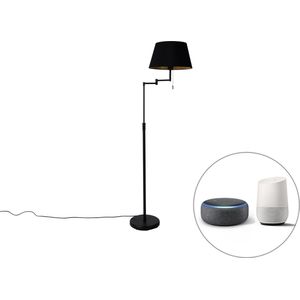 QAZQA ladas - Moderne LED Smart Vloerlamp | Staande Lamp met zwenkarm incl. wifi - 1 lichts - H 150 cm - Zwart - Woonkamer | Slaapkamer