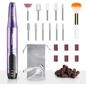Draadloze Elektrische Nagelvijl - Nagelfrees Electrisch met USB-C - Complete Manicure & Pedicure Set - Incl. 11 Bitjes & 20 Schuurrolletjes