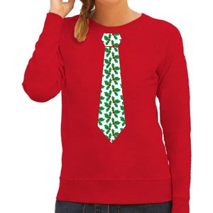 Bellatio Decorations stropdas Kersttrui/kerst sweater mistletoe - rood - dames XS