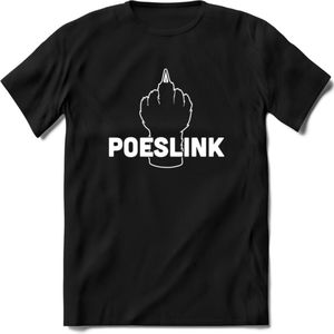 Poeslink! - Katten T-Shirt Kleding Cadeau | Dames - Heren - Unisex | Kat / Dieren shirt | Grappig Verjaardag kado | Tshirt Met Print | - Zwart - XXL