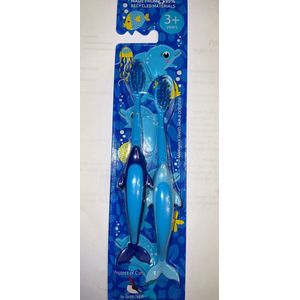 kinder tandenborstel dolfijn licht blauw 2 stuks vanaf 3 jaar - kindertandenborstel - dolfijn tandenborstel