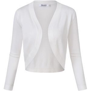 Dames Bolero Elegante Cardigan 3/4 Mouw Cardigan V-hals Bolero Jas Schouderjas Casual Top Wit M
