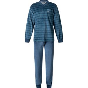 Outfitter heren pyjama velours | MAAT S | knoop | Play | blauw