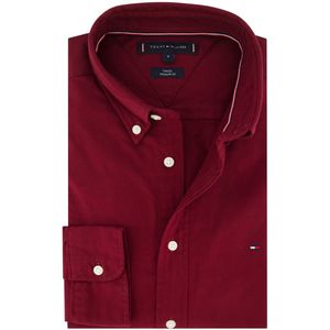 Tommy Hilfiger - FLEX FLANNEL SOLID SHIRT - Overhemd - Deep Rouge - Lange Mouwen