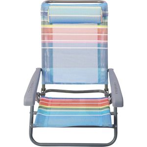 Strandvouwstoel met regenboogtextileen in 7 posities verstelbaar - Comfortabel en compact beach sling chair