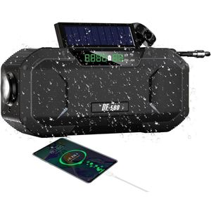Draagbare noodradio - 5000mAh Zonnesolar dynamo, AM/FM, waterdichte LED zaklamp, externe batterij, SOS-alarm, Geschikt voor wandelen, kamperen, buiten, nood
