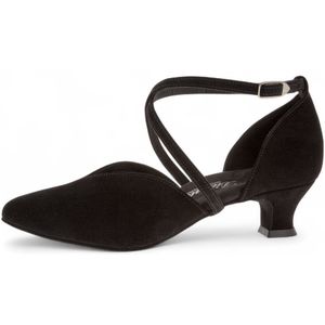 Diamant 107 - 013 - 001 - Dames gesloten dansschoenen - Zwart suède - Stabile spaanse Hak 4.2 cm - Elegante en comfortabele damesdansschoen uit de Comfort - collectie - Gekruiste band over de wreef - Flexibele suède zool - Diamant - Zwart - 40